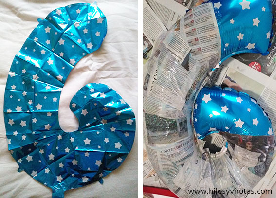 piñata globo numero papel mache