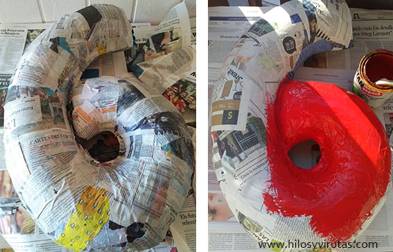 pintar piñata papel mache pintura tiza pared