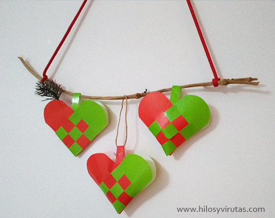 cestitas suecas papel corazon navidad