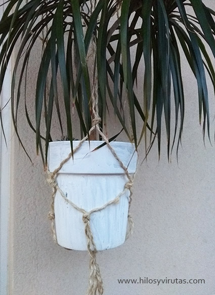 macetero colgante cuerda diy