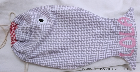 bolsa merienda forma de pez personalizada