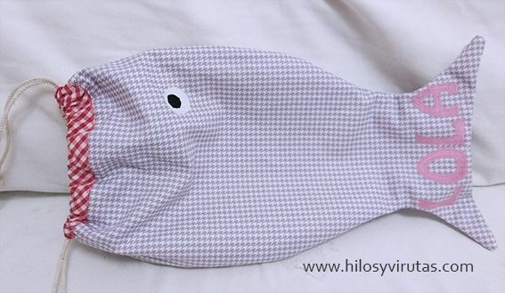 bolsa merienda forma de pez personalizada