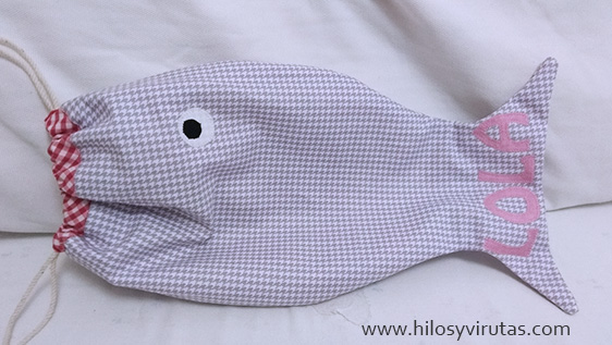 bolsa merienda forma de pez personalizada