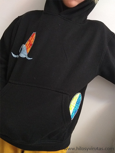 sudadera surfera aplicaciones furgoneta surf tabla ola